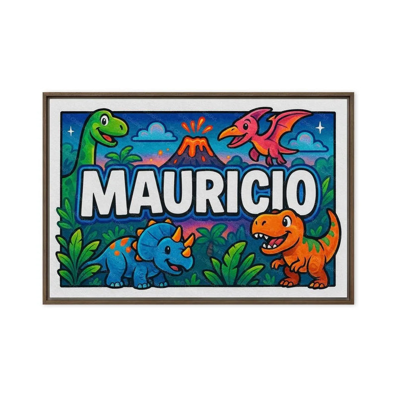 Mauricio Name Art - Dinosaur Adventure personalized wall print for kids