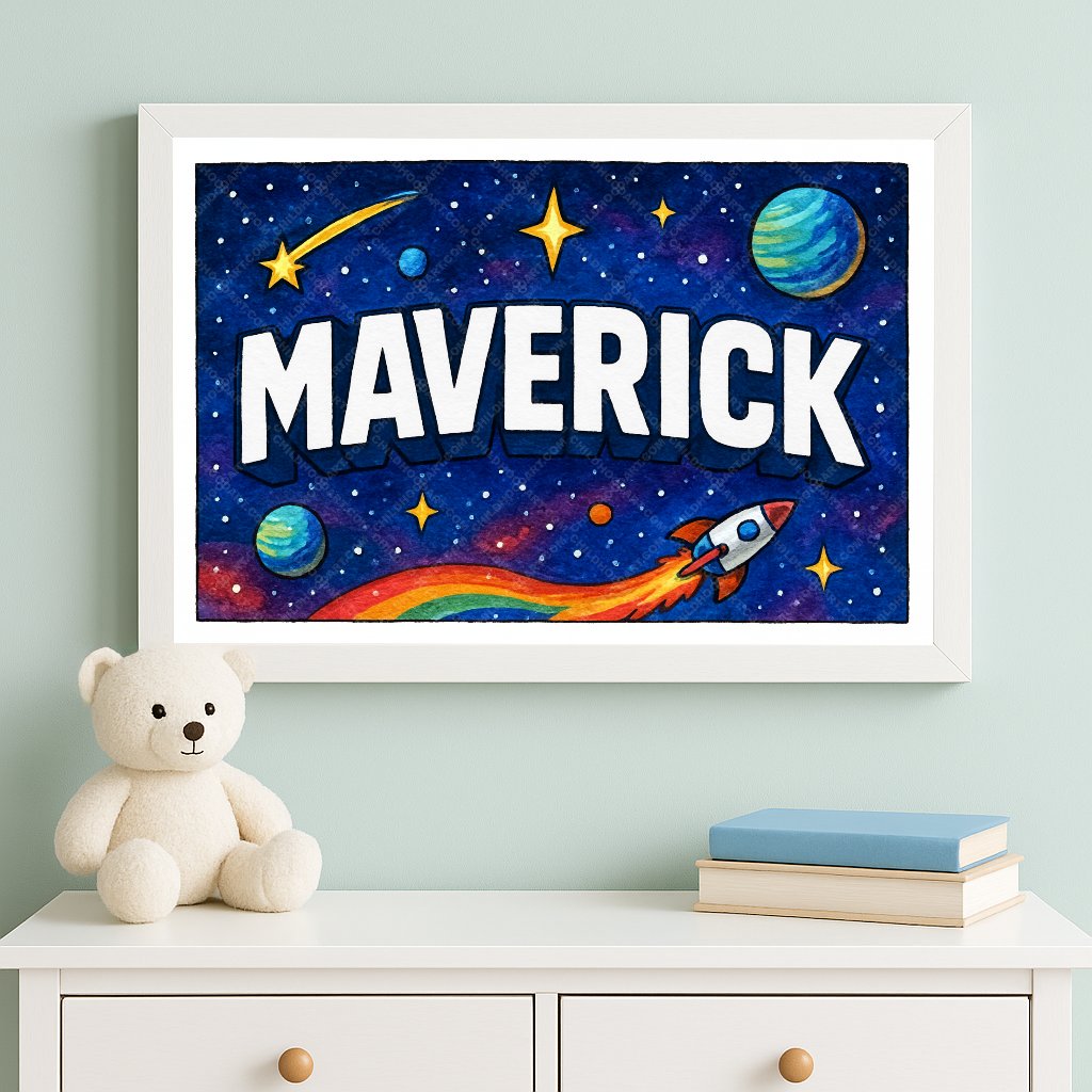 Personalized space name art for Maverick