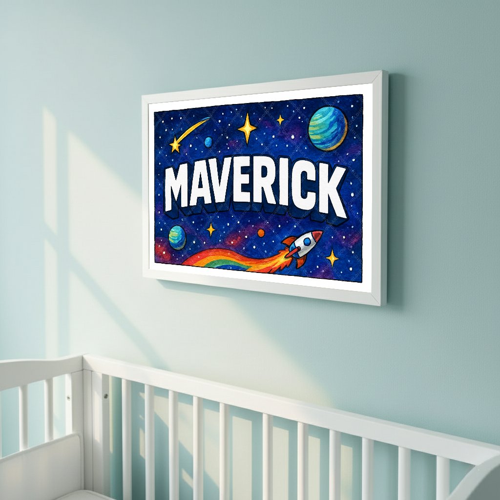 Personalized space name art for Maverick