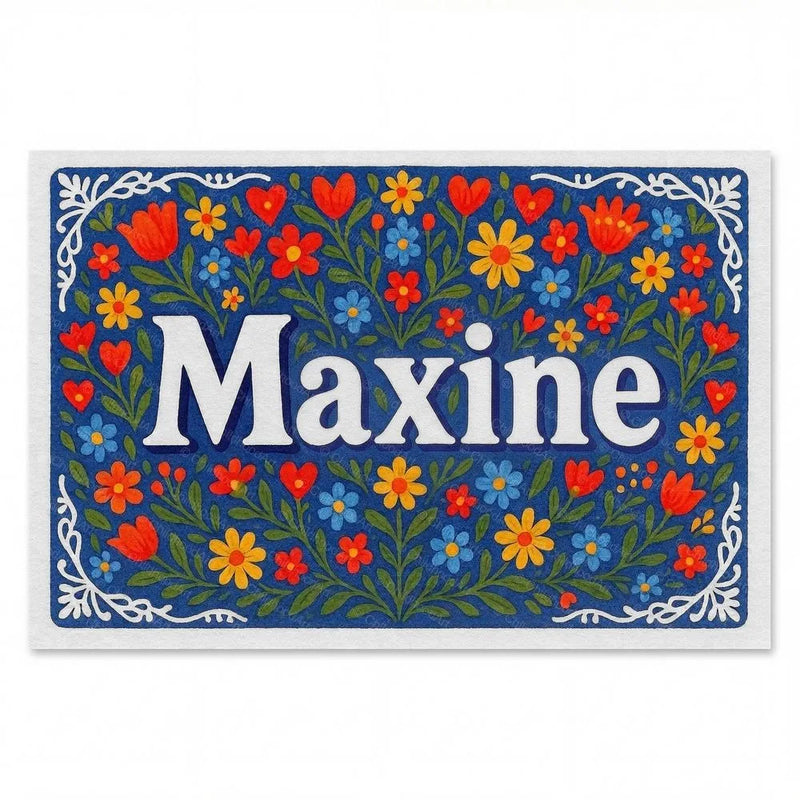 Maxine Name Art - Floral Farmhouse personalized wall print for kids