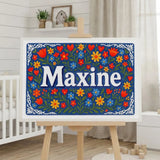 Maxine Name Art - Floral Farmhouse personalized wall print for kids