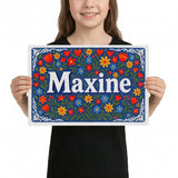 Maxine Name Art - Floral Farmhouse personalized wall print for kids