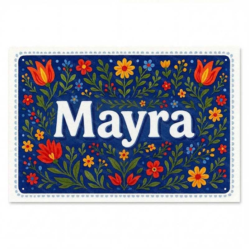 Mayra Name Art - Floral Farmhouse personalized wall print for kids