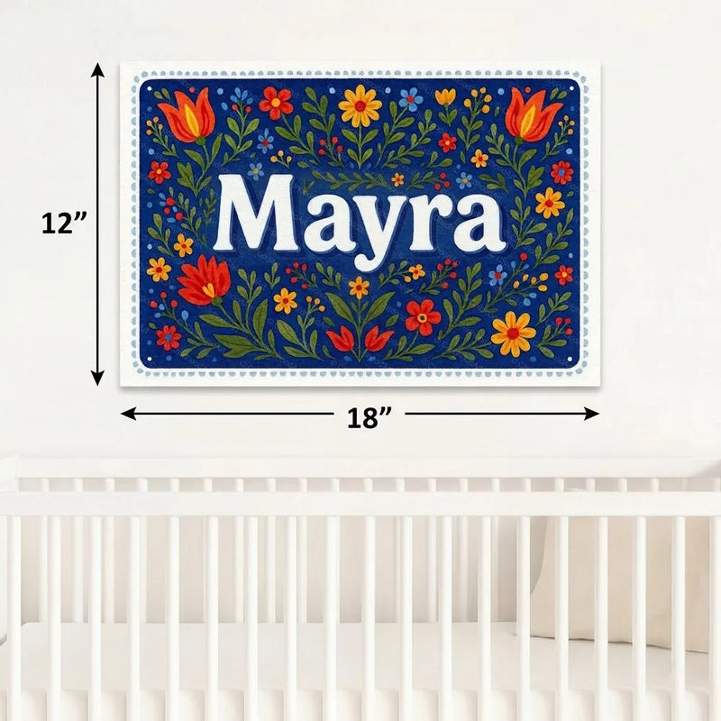 Mayra Name Art - Floral Farmhouse personalized wall print for kids