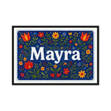 Mayra Name Art - Floral Farmhouse personalized wall print for kids