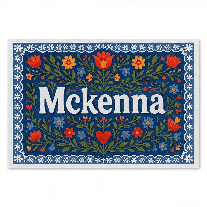 Mckenna Name Art - Floral Farmhouse personalized wall print for kids