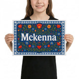 Mckenna Name Art - Floral Farmhouse personalized wall print for kids