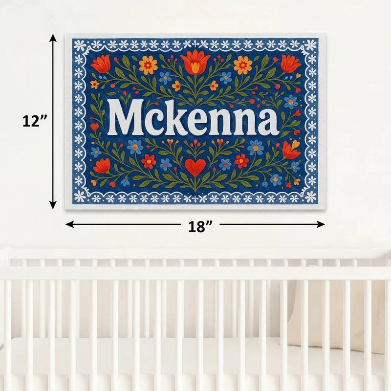 Mckenna Name Art - Floral Farmhouse personalized wall print for kids