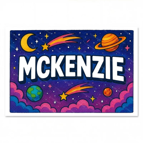 Mckenzie Name Art - Space Explorers Personalized Wall Art