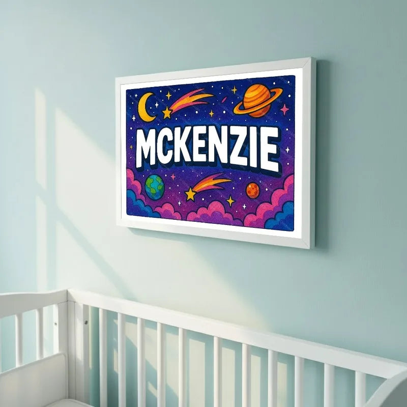 Mckenzie Name Art - Space Explorers personalized wall print for kids