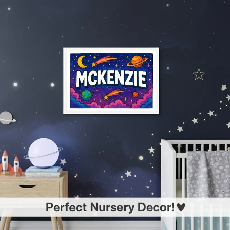 Mckenzie Name Art - Space Explorers personalized wall print for kids
