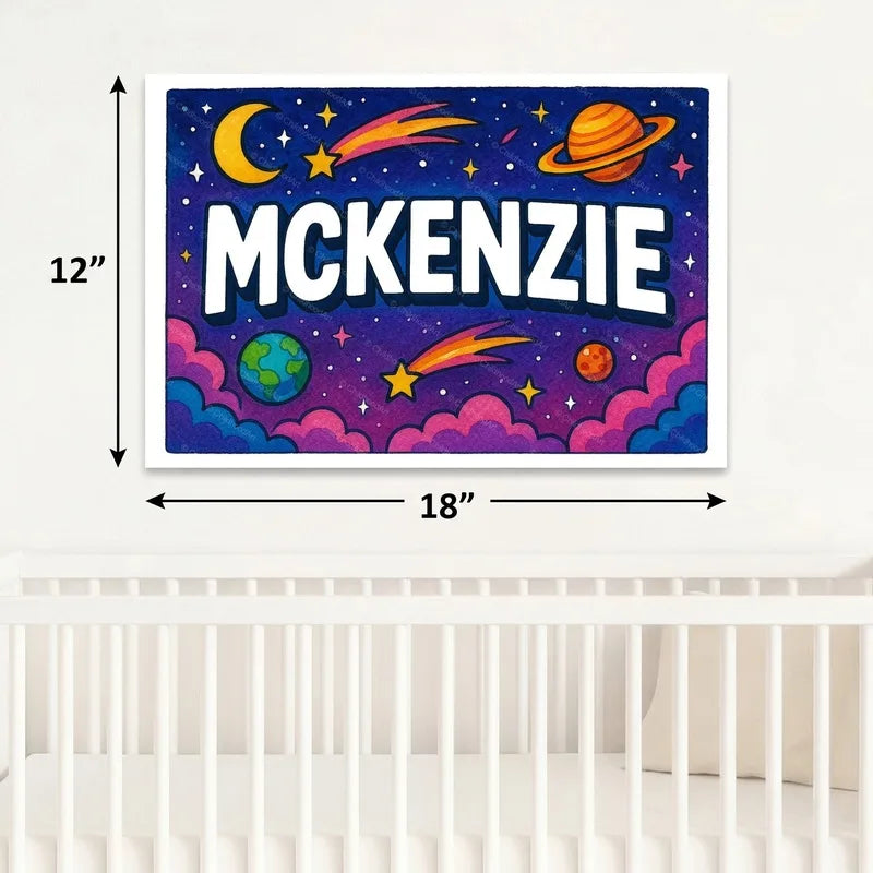Mckenzie Name Art - Space Explorers personalized wall print for kids