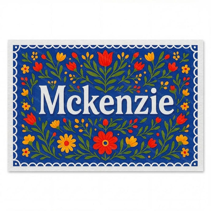 Mckenzie Name Art - Floral Farmhouse personalized wall print for kids