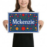 Mckenzie Name Art - Floral Farmhouse personalized wall print for kids