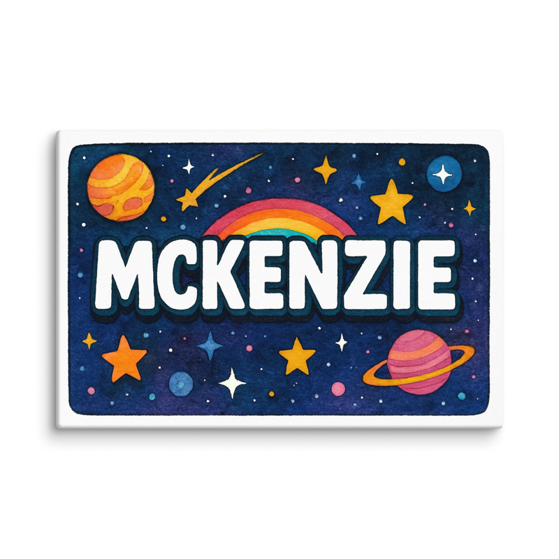Mckenzie Name Art - Space Explorers personalized wall print for kids