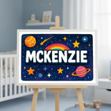 Mckenzie Name Art - Space Explorers personalized wall print for kids