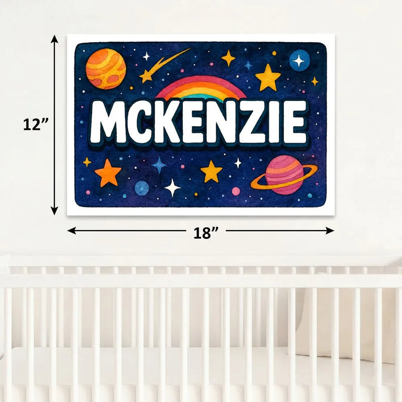 Mckenzie Name Art - Space Explorers personalized wall print for kids