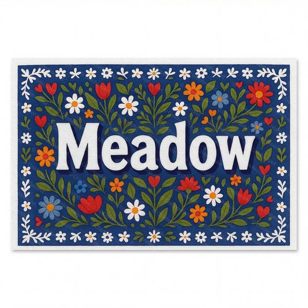 Meadow Name Art - Floral Farmhouse Personalized Wall Art