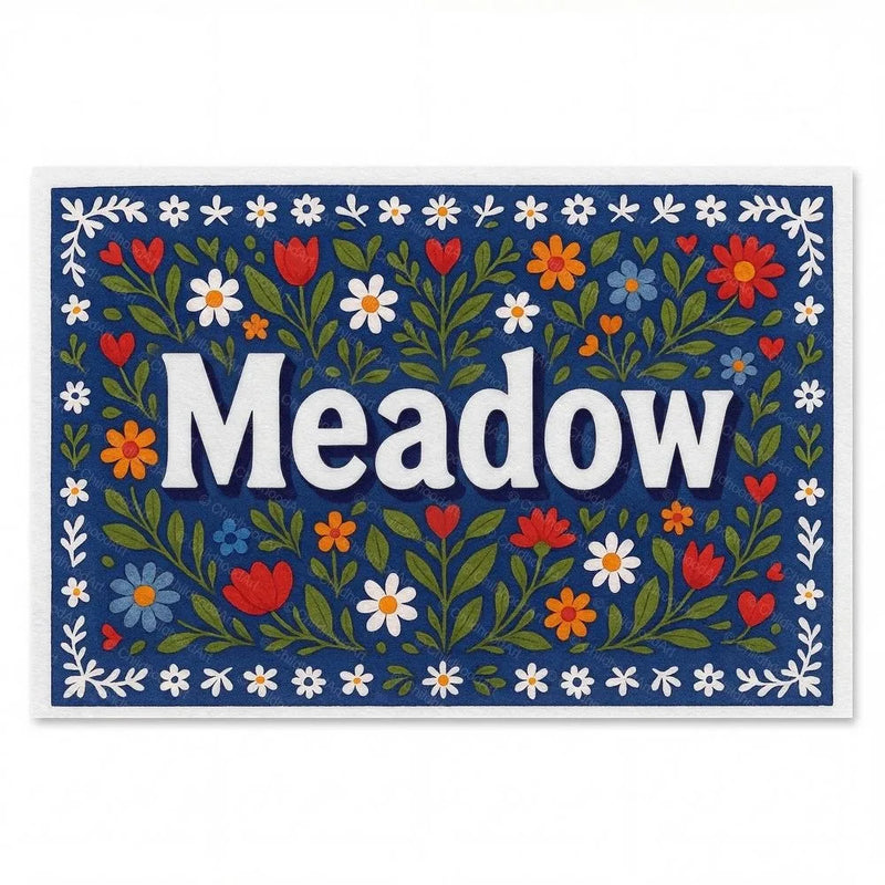 Meadow Name Art - Floral Farmhouse personalized wall print for kids