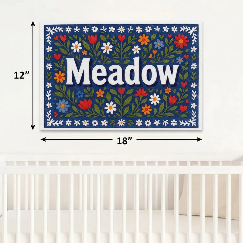 Meadow Name Art - Floral Farmhouse personalized wall print for kids