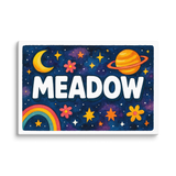 Meadow Name Art - Space Explorers personalized wall print for kids