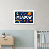 Meadow Name Art - Space Explorers personalized wall print for kids