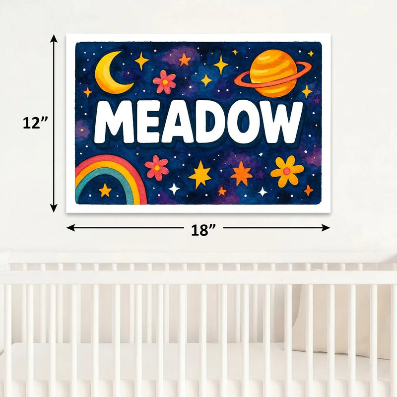 Meadow Name Art - Space Explorers personalized wall print for kids