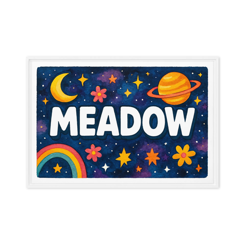 Meadow Name Art - Space Explorers personalized wall print for kids