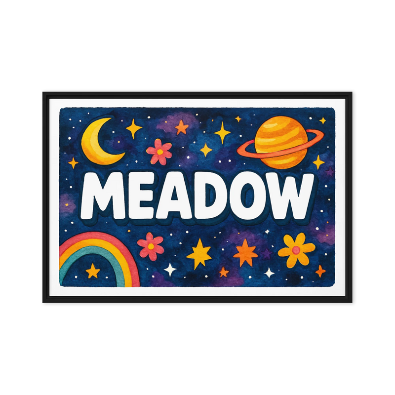 Meadow Name Art - Space Explorers personalized wall print for kids
