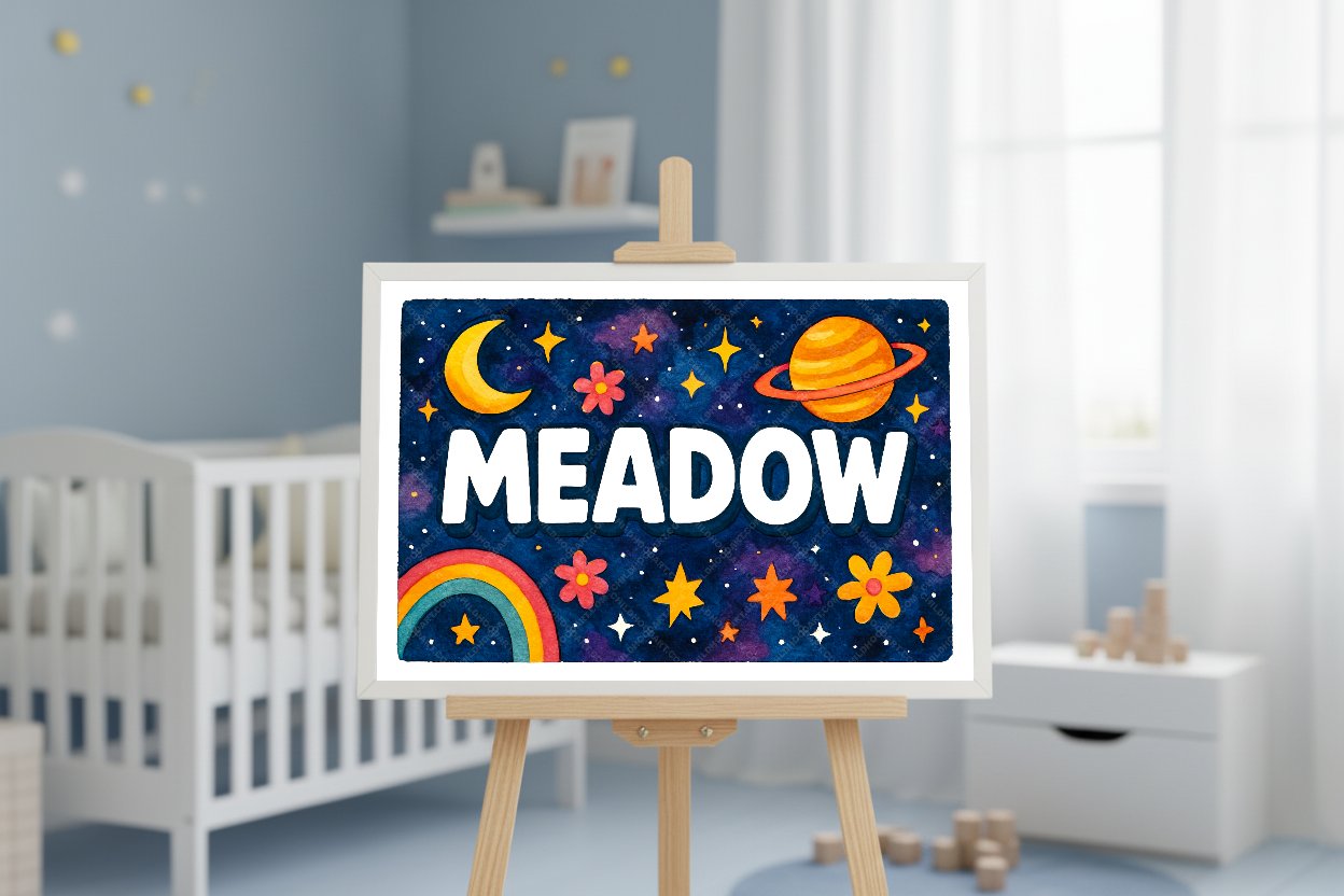 Personalized space name art for Meadow