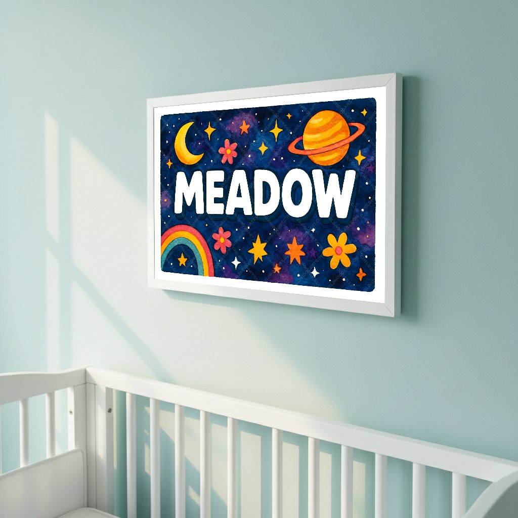 Personalized space name art for Meadow
