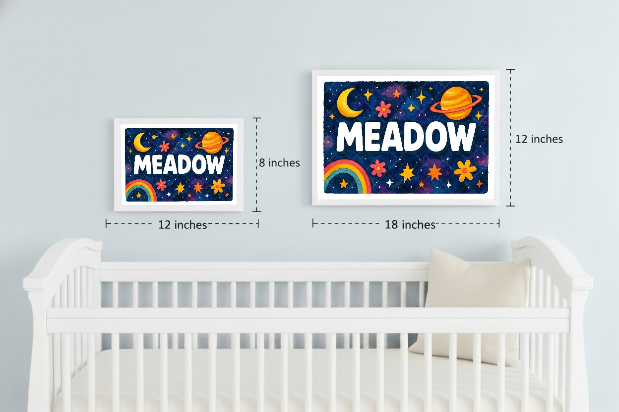 Personalized space name art for Meadow