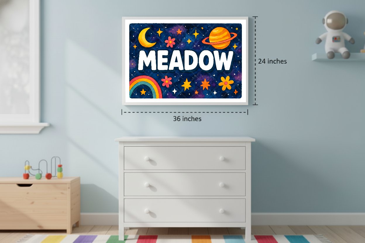 Personalized space name art for Meadow