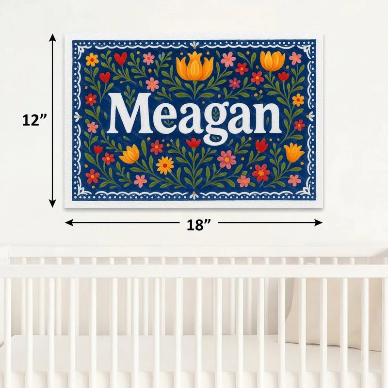 Meagan Name Art - Floral Farmhouse personalized wall print for kids