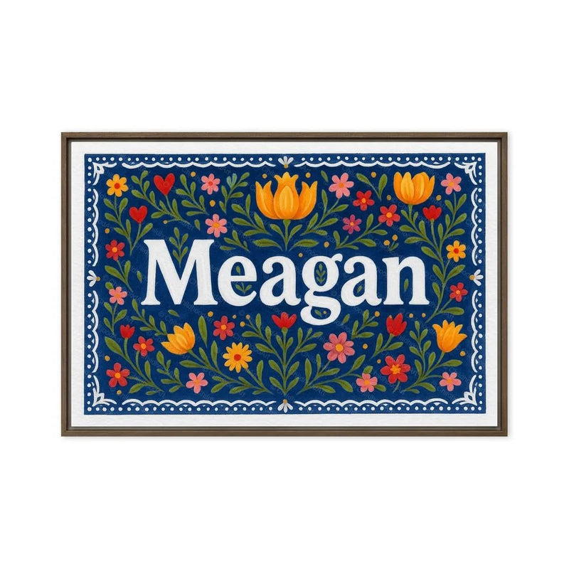 Meagan Name Art - Floral Farmhouse personalized wall print for kids