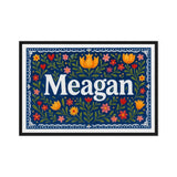 Meagan Name Art - Floral Farmhouse personalized wall print for kids