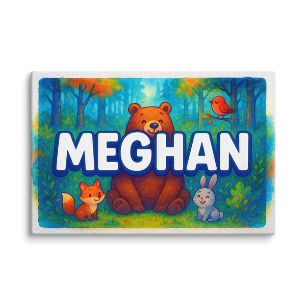 Meghan Name Art - Forest Friends Personalized Wall Art