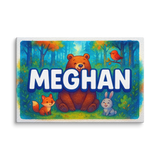 Meghan Name Art - Forest Friends personalized wall print for kids