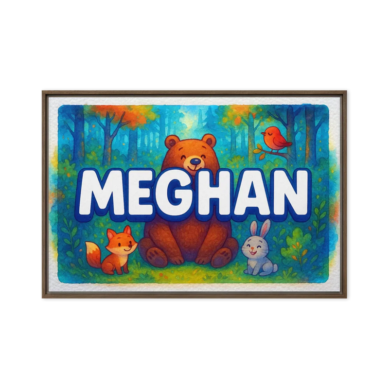 Meghan Name Art - Forest Friends personalized wall print for kids