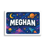 Meghan Name Art - Space Explorers personalized wall print for kids