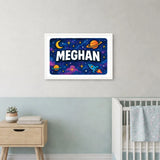 Meghan Name Art - Space Explorers personalized wall print for kids