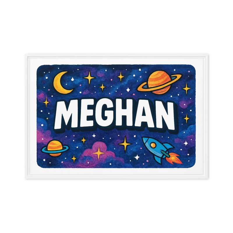 Meghan Name Art - Space Explorers personalized wall print for kids