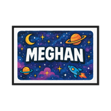 Meghan Name Art - Space Explorers personalized wall print for kids