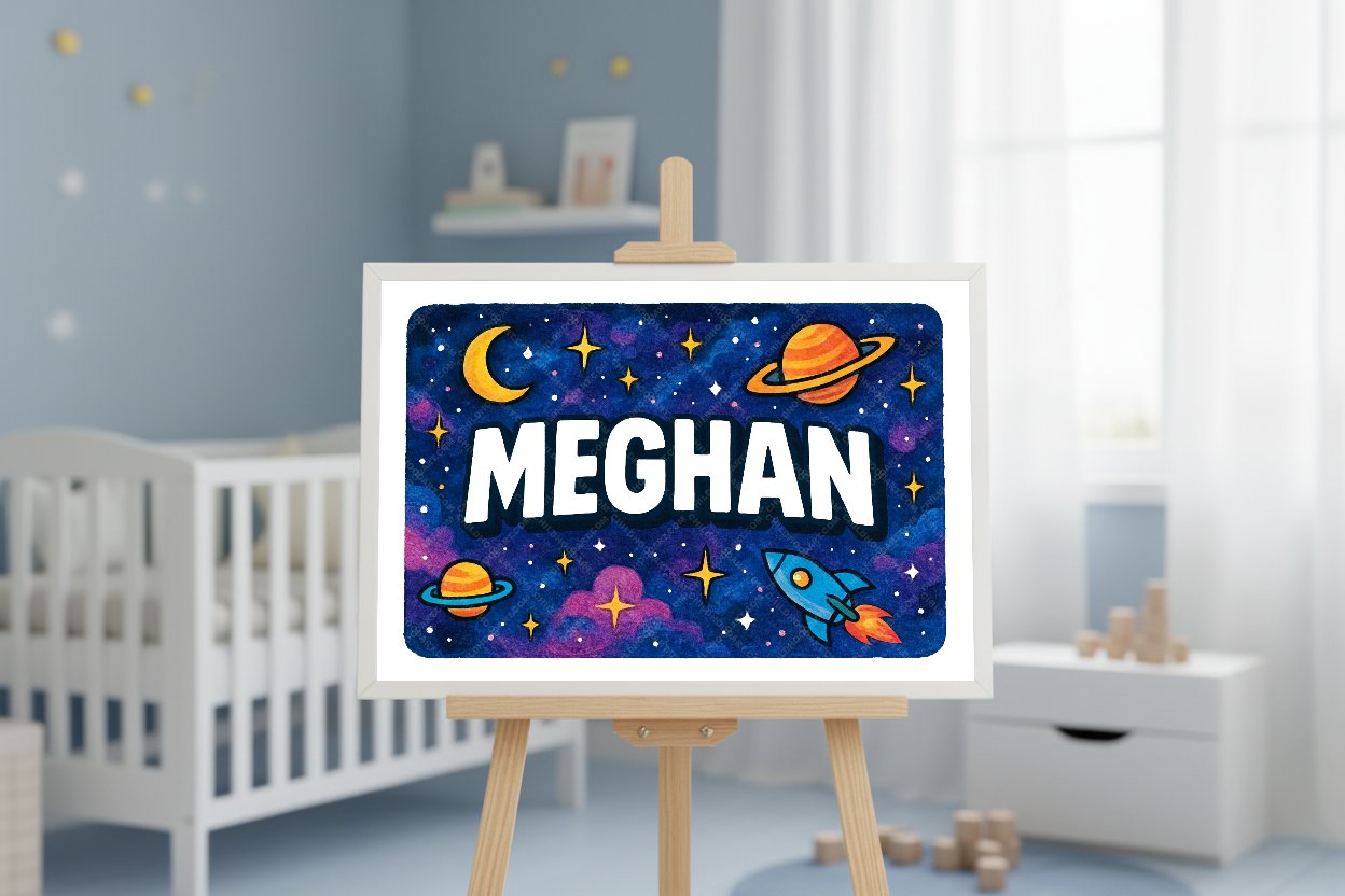 Personalized space name art for Meghan