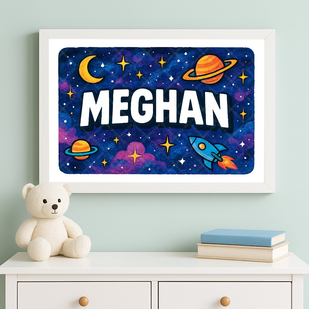 Personalized space name art for Meghan