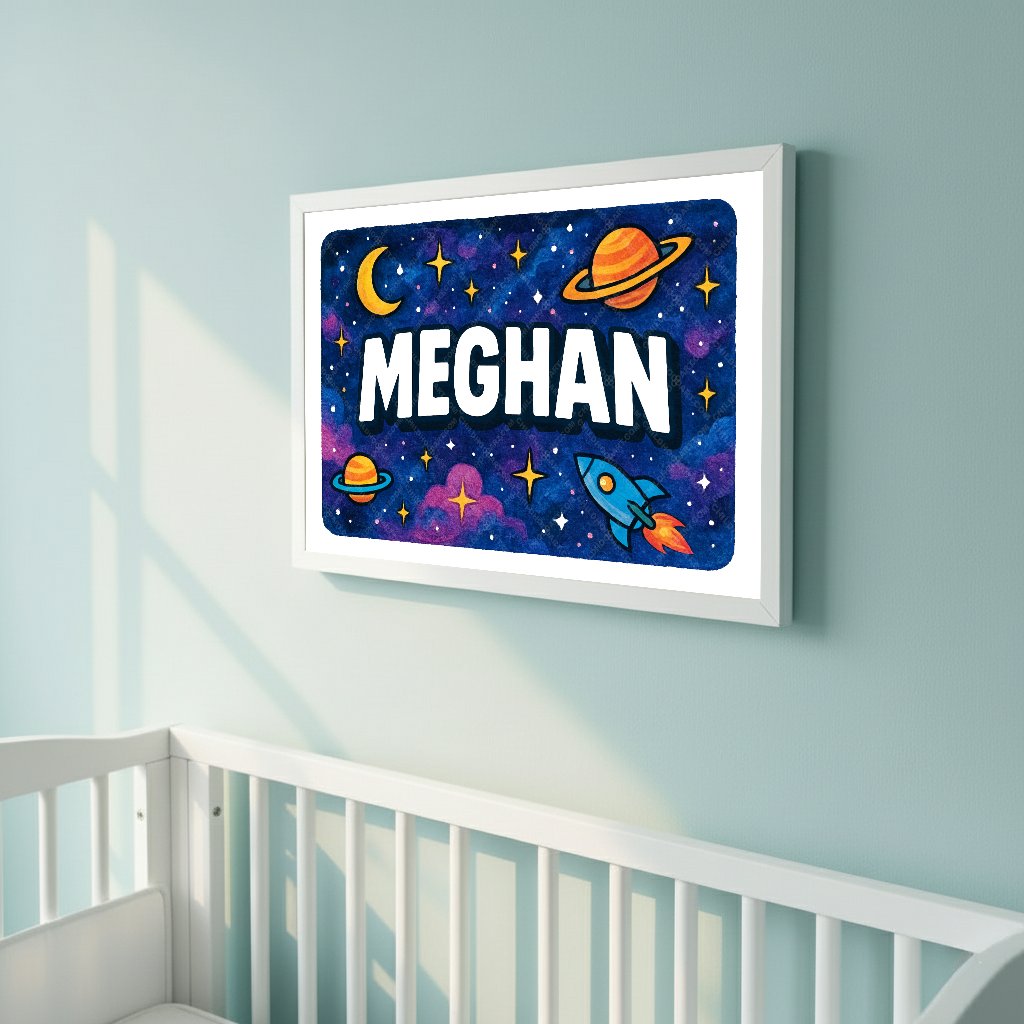 Personalized space name art for Meghan