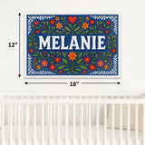 Melanie Name Art - Floral Farmhouse personalized wall print for kids