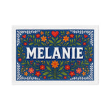 Melanie Name Art - Floral Farmhouse personalized wall print for kids