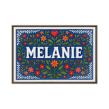 Melanie Name Art - Floral Farmhouse personalized wall print for kids