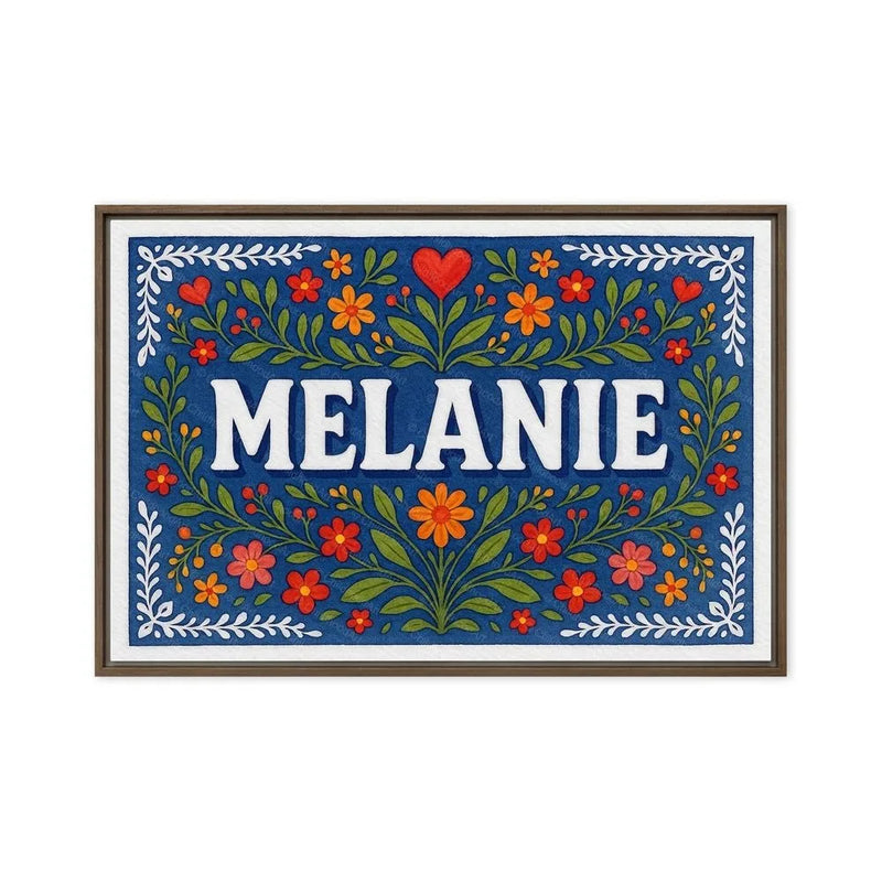 Melanie Name Art - Floral Farmhouse personalized wall print for kids